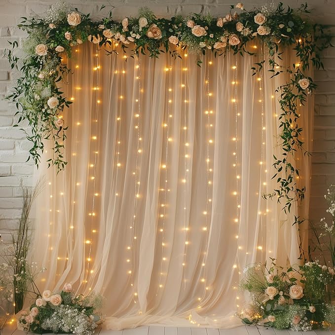 Champagne Tulle Backdrop Curtain by Unknown
