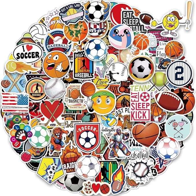 300 Pcs Sport Stickers for Kids, Sport Water Bottle Stickers, Vinyl Waterproof by pcnearty