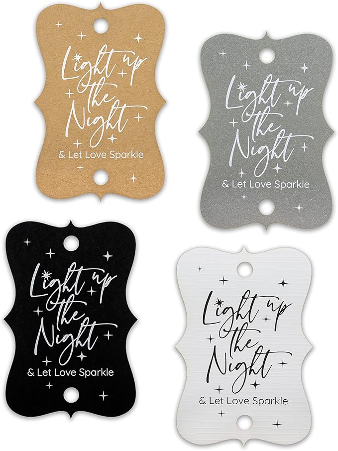Summer-Ray 50pcs Light up The Night & Let Love Sparkle Wedding Sparkler Tags - Image 4