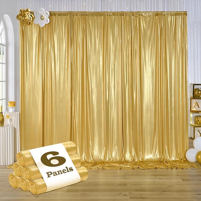 30ft x 10ft Gold Sequin Backdrop Curtain by CO-AVE