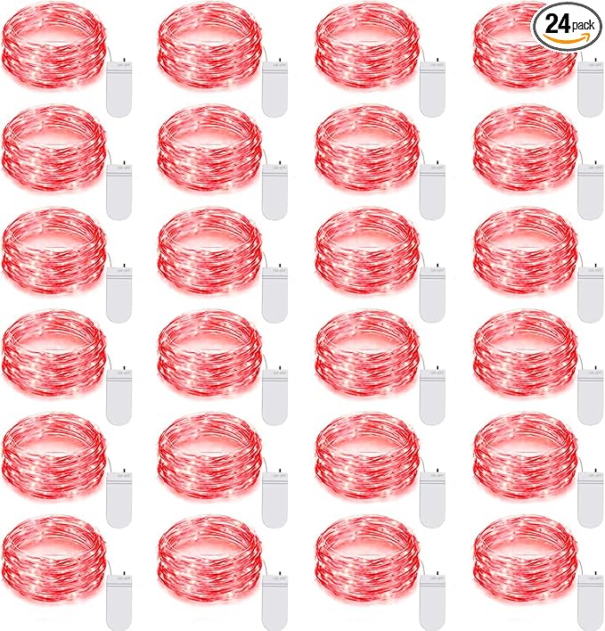 24 Pack LED Fairy Lights Battery Operated 7Ft 20Led Mini String Lights by Ineximun