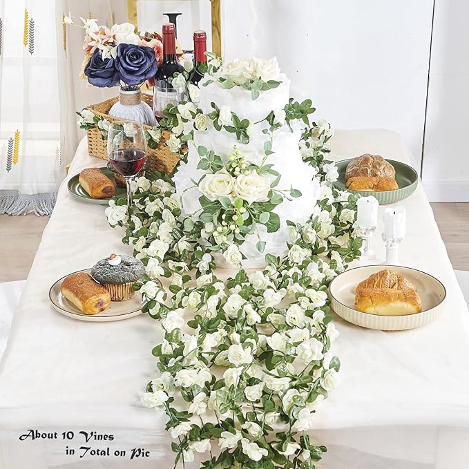 6 Pcs x 8.2 ft Flower Garland Artificial Rose Vine Flowers - Image 3
