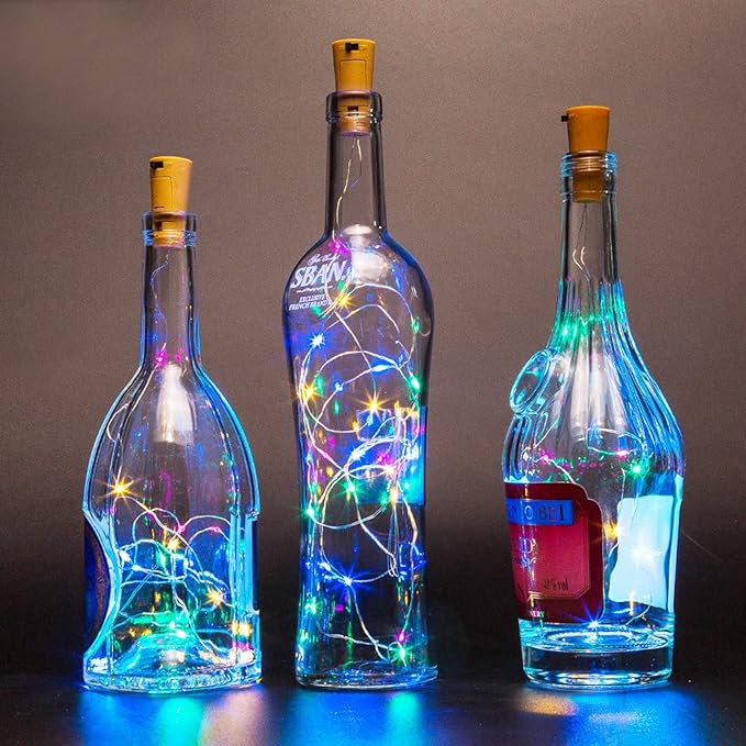 Wine Bottle Lights with Cork 15Pack 10 LED 40 Inches Battery Operated Silver - Image 4