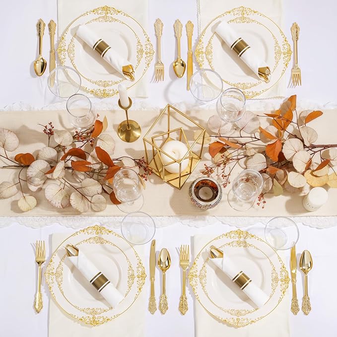 Nervure 350PCS Ivory Plastic Plates - Image 6