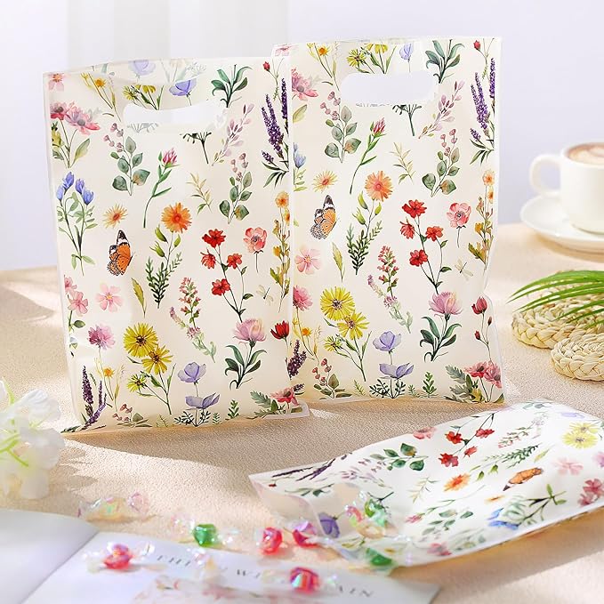 100 Pcs Wildfloral Gift Bags Vintage Wildflower Party Favor Bag - Image 4