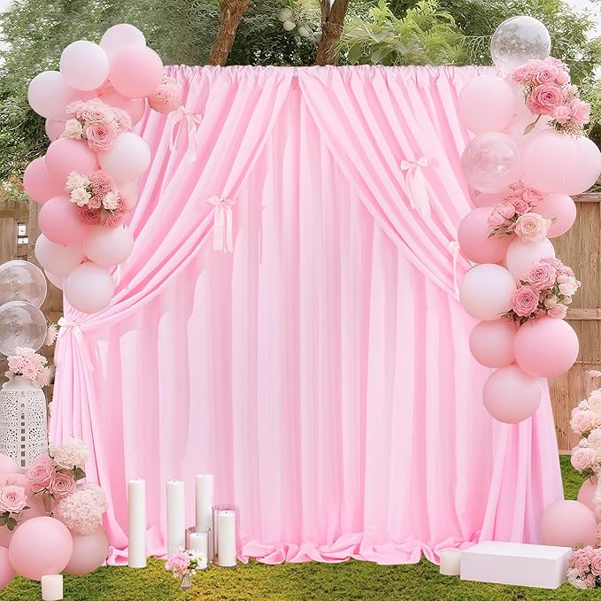 Pink Backdrop Curtain 2Panels : 11.6×8ft Wedding Backdrop Wrinkle Free - Image 7