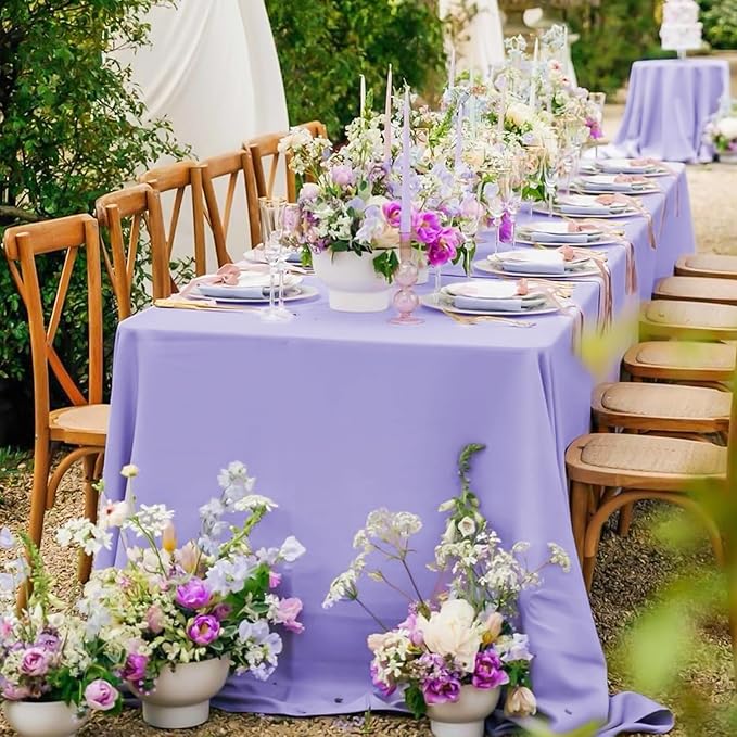 6 Pack Lavender Tablecloths for 8ft Rectangle Tables 60 x 126 Inch - Image 5