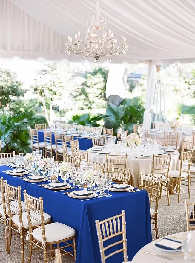 12 Packs 90 x 132 Inch Tablecloth, Royal Blue Polyester Table Cloth - Image 6