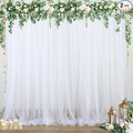 White Backdrop Curtain for Parties 10 ft x 10 ft Sheer Tulle Backdrop Drapes by Suppromo
