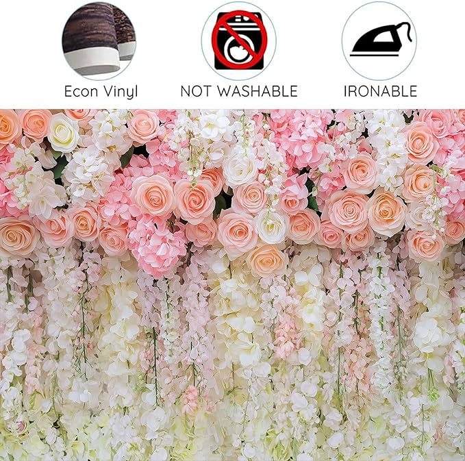 8x6ft Pink Rose Flower Wedding Photography Backdrop Spring Floral Photography - Image 7