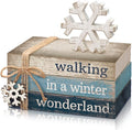 4 Pcs Christmas Table Decorations Winter Snowflake Tiered Tray Decorations by Anglechic