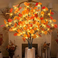 3Pcs Lighted Eucalyptus Leaves Branches, 30” Timer Fall Eucalyptus Stems by Phliofd