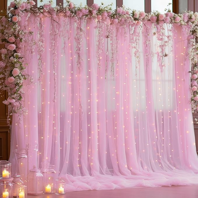 10×10ft Pink Tulle Backdrop Curtain - Image 5