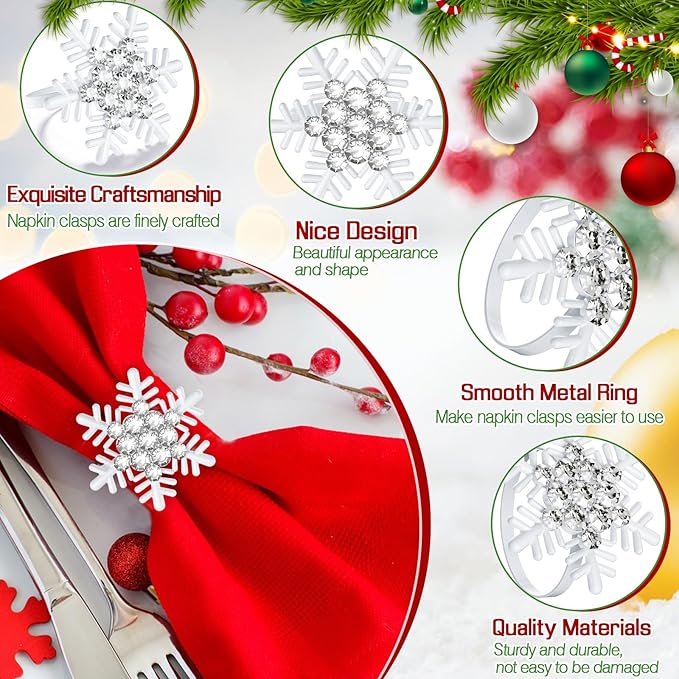 Halatool Christmas Napkin Rings Set of 8, Party Table Decoration - Image 4