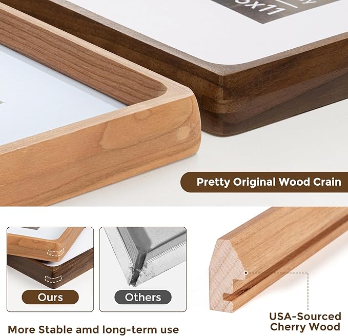 22x28 Picture Frame USA-Sourced Natural Cherry Wood Solid Original Wood Photo - Image 3