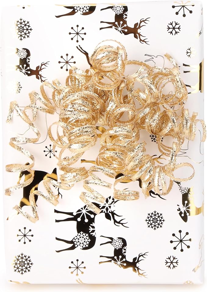 6" Metallic Champagne Christmas Curly Ribbon Bows - Image 5