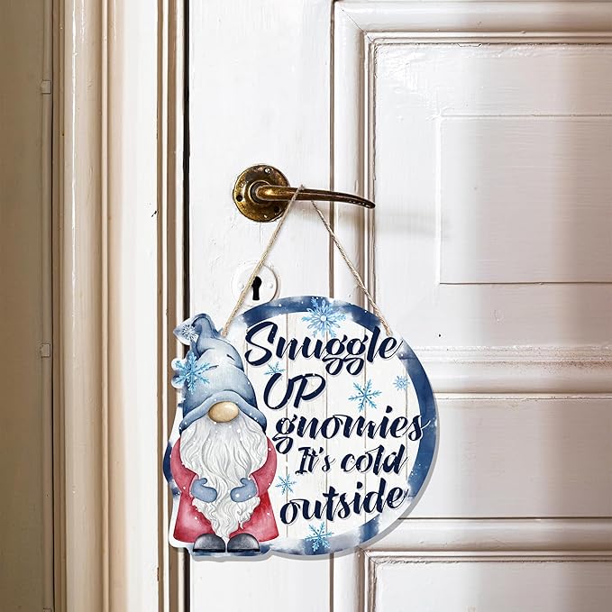 CGBHW Winter Snowflake Snowman Gnome Wooden Sign, Winter Wreath Christmas - Image 2