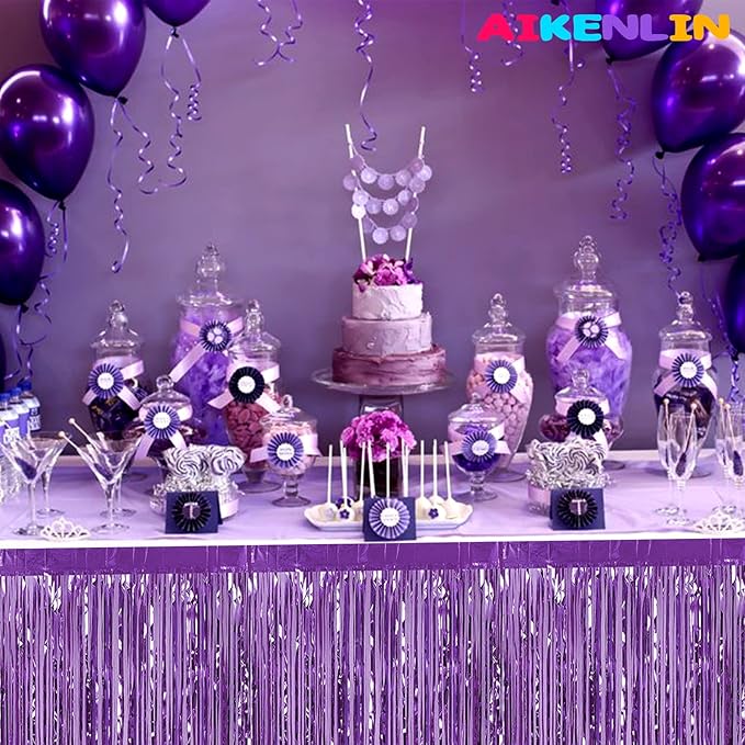 6 Pack 29x108 Inch Metallic Foil Fringe Tinsel Table Skirts Banner - Image 4