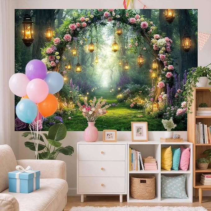 10x8ft Purple Flower Wedding Photography Backdrop Lavender Floral Wedding - Image 4