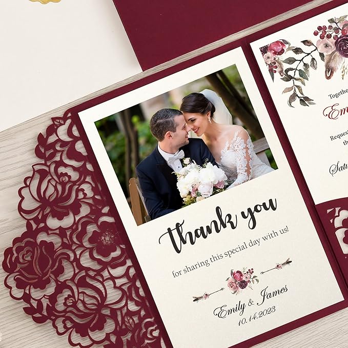 DORIS HOME 50pcs Laser Cut Wedding Invitations - Image 6