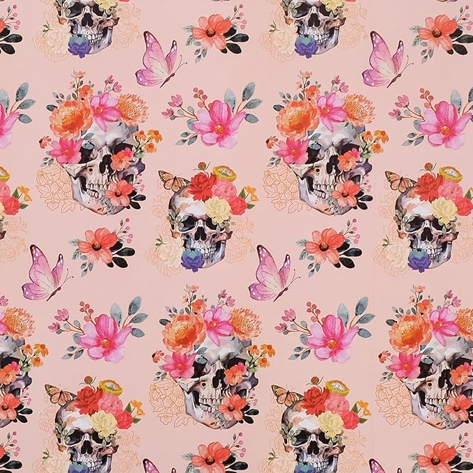 Aimyoo Gothic Wrapping Paper Roll, 17 Inch X 16.5 Feet Skull Floral Butterfly - Image 2