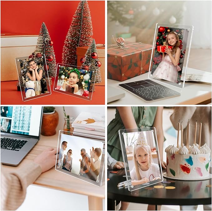 Acrylic Magnetic Picture Frames 4x6 Inch Set of 3, Tabletop and Refrigerator - Image 6