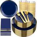 NOCCUR 350PCS Navy Blue Plastic Plates by NOCCUR
