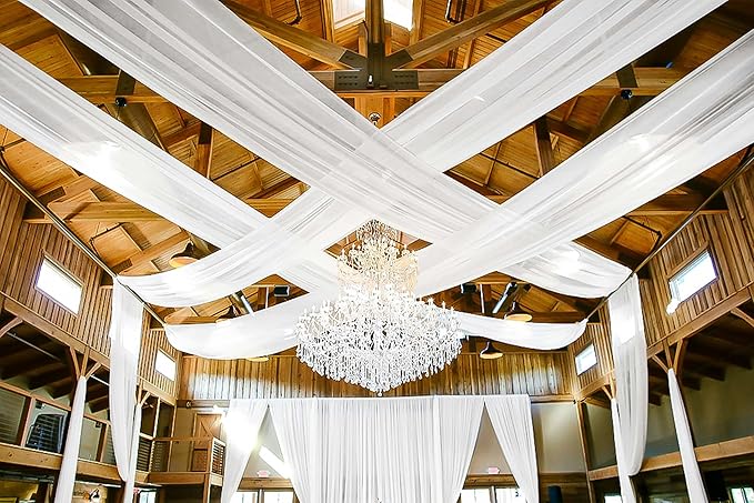 6 Panels White Ceiling Drapes for Wedding 5ftx30ft Ceiling Drapes Wedding Arch - Image 8