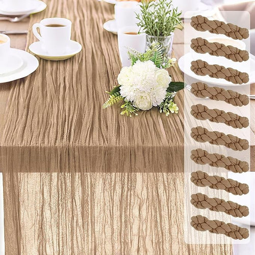 10-Pack Khaki Cheesecloth Table Runners – 10FT Boho Rustic Gauze Fabric Cheese by Unknown