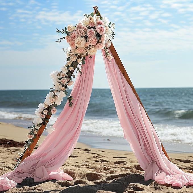 Wedding Arch Draping Fabric, 2 Panels 30" x 20Ft Dusty Rose Sheer Curtain - Image 6