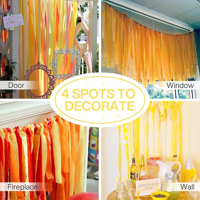 PartyWoo Light Yellow Crepe Paper Streamers 4pcs 328ft Pack of Pastel Pale - Image 5