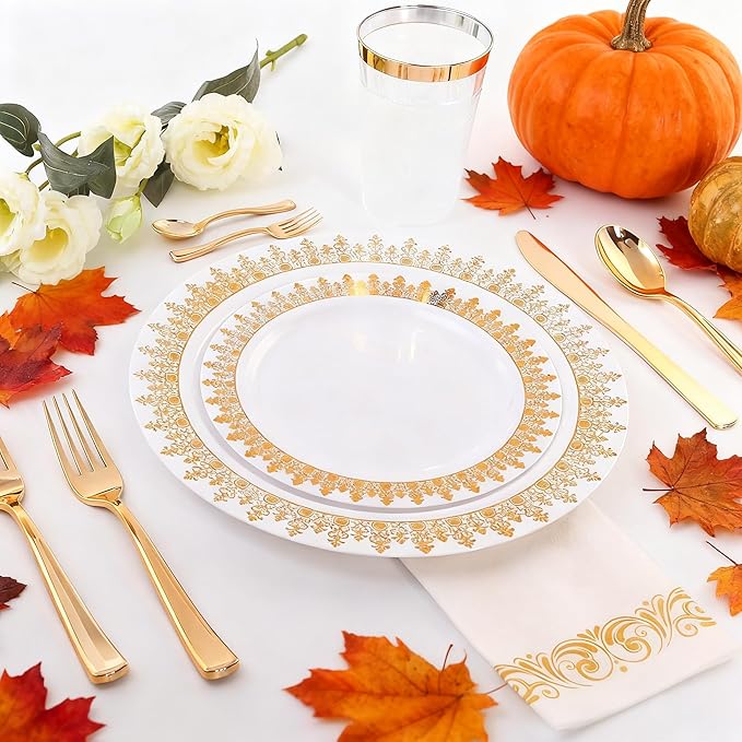 WDF 120 Pieces Gold Plastic Silverware - Image 8