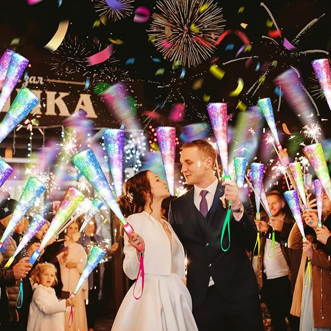 120PCS Glow Fiber Optic Sticks, LED Light Wands, Glow in The Dark Party Supplies - Image 3