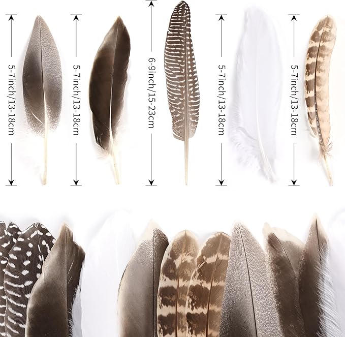 MAOFENG 20pcs Natural Pheasant Feathers Bulk 5 Styles Mixed Feathers Spotted - Image 3