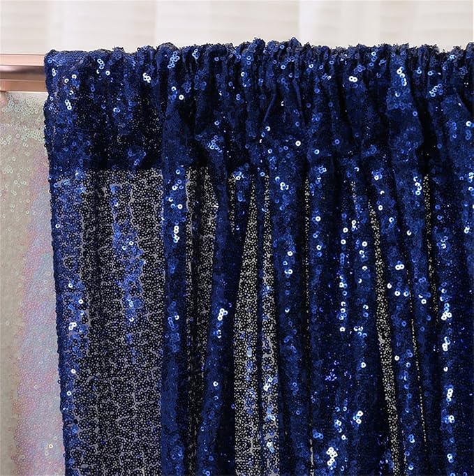 Eternal Beauty Navy Blue Sequin Backdrop, 10x10 Ft Glitter Background Curtains - Image 6