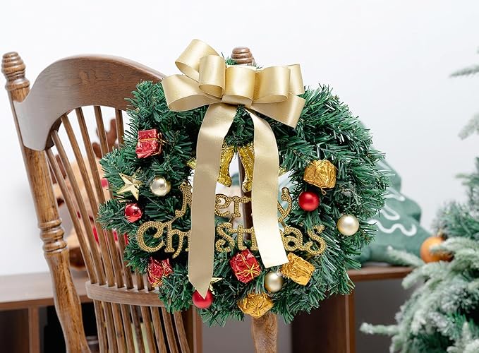 Gold Satin Wired Ribbon 1-1/2 Inch Double-Faced Glitter Ribbons - Image 5