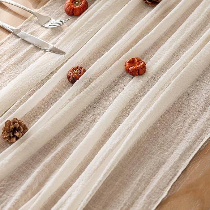 Cheesecloth Table Runner Ivory Cream White Gauze Rustic Cheese Cloth Spring - Image 3
