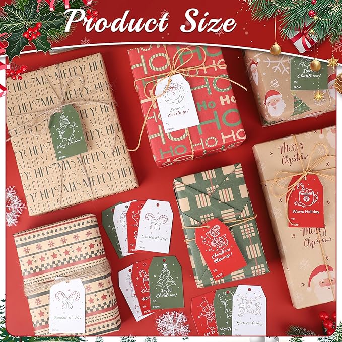 100PCS Christmas Gift Tags 10 Styles Merry Christmas Gift Tags - Image 3