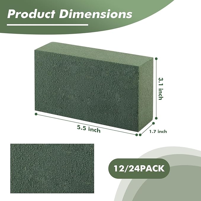 12 Pcs Floral Foam Blocks for Fresh & Artificial Flowers, 5.5" L x 3.1" W x - Image 2
