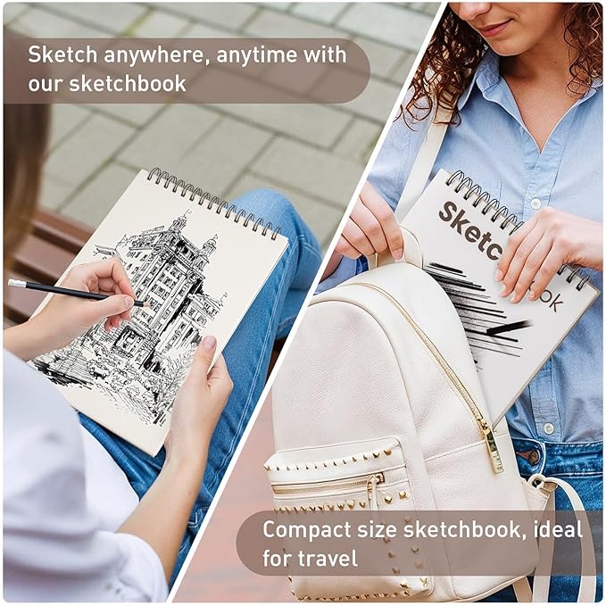 Umriox Small Sketchbook 5.5"x8.5", Top Spiral Bound Sketchbook, Acid-Free - Image 4