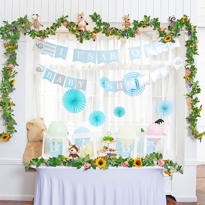 Naidiler Artificial Flower Garland, Sunflower & Rose Vines, Boho Wedding & - Image 7