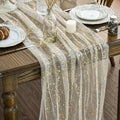Artoid Mode 6Pcs Beige Gold Gauze Table Runner 120 Inch 10FT, Glitter Metallic by ArtoidMode