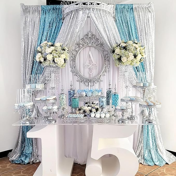 2FTx8FT Silver Glitter Sequin Curtain - Image 7