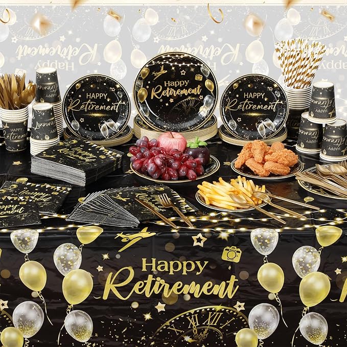 452 Pcs Black Gold Retirement Decorations Supplies - Image 6