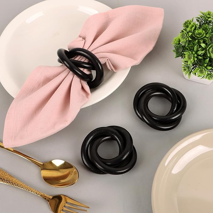Three Ring Wooden Napkin Rings Set of 12 - Image 2