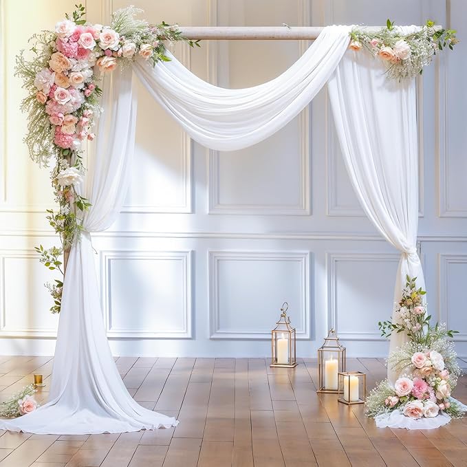 Wedding Arch Draping Fabric White Arch Drapes Sheer Backdrop Curtain by Gogoparti