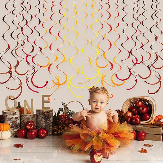 36 Pcs Fall Hanging Swirl Decorations Brown Burgundy Orange Yellow Felt Swirl - Image 5