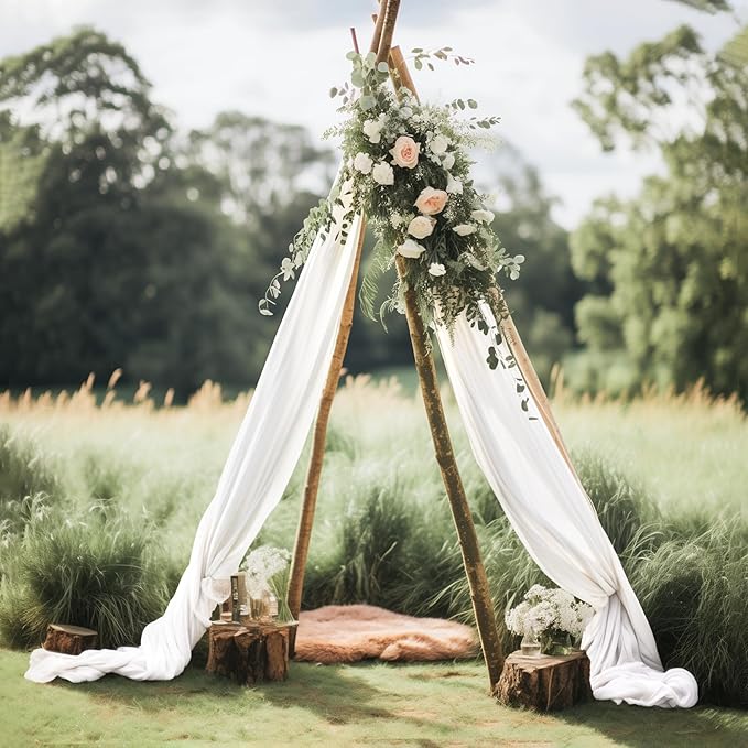 Wedding Arch Draping Fabric 3 Panels 30" X 20FT Sheer Arch Drapes Fabric White - Image 6