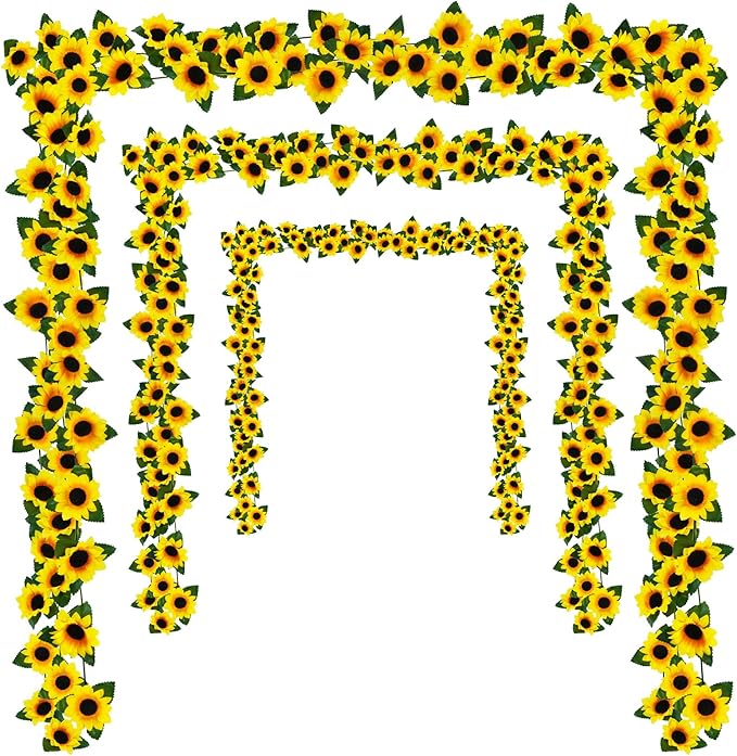 Uieke 3 Pack 7.5ft/Pcs Artificial Sunflower Garland Hanging Sunflower Vines by Uieke