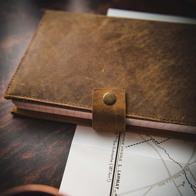 Refillable Leather Journal | Premium Lined A5 Notebook Cover | 200 Ruled - Image 5